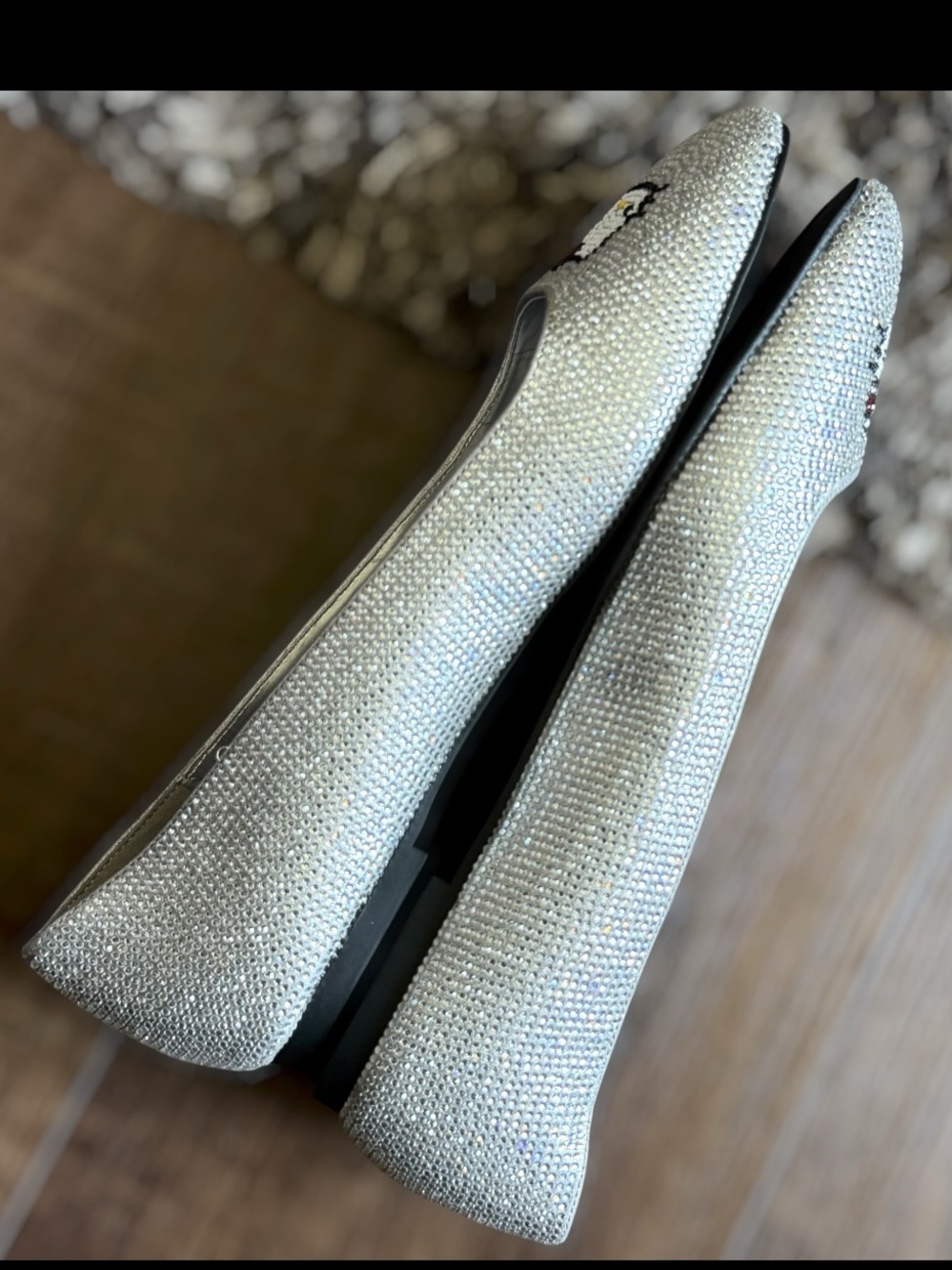 HELLO KITTY X KATY PERRY Silver Crystal Embellished Ballet Flats Size 9 Women - Picture 3 of 10